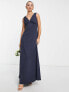 Maya Bridesmaid gathered strap maxi dress in navy blue