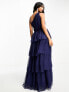 Фото #3 товара Y.A.S Bridesmaid one shoulder tulle maxi dress in navy blue