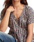 Women's Printed Cotton Smocked Peplum Top