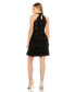 Women's High Neck A-Line Ruffle Sequin Mini Dress