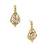 ფოტო #1 პროდუქტის Gold-Tone Crystal and Pink Porcelain Rose Filigree Drop Earrings