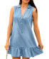 ფოტო #1 პროდუქტის Women's Denim Collared Sleeveless Flounce Mini Beach Dress