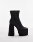 Topshop Tabby satin high platform boot in black