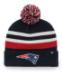 Фото #1 товара Men's Navy New England Patriots State Line Cuffed Knit Hat with Pom
