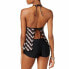 Hula Honey BLACK/GREY Electric Tie-Dyed Push-up Halter Tankini Top US XS 307044