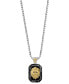 EFFY® Men's Onyx & Black Spinel (1-1/5 ct. t.w.) Lion Dog Tag 22" Pendant Necklace in Sterling Silver & 14k Gold-Plate