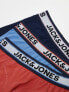 Jack &Jones 3 pack trunks with contrast waistband in blue