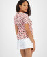 Фото #2 товара Women's Printed Crewneck Short-Sleeve Top, Created for Macy's