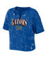 Women's Royal Florida Gators Bleach Wash Splatter Cropped Notch Neck T-shirt