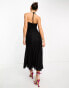 ASOS DESIGN halterneck mesh midi dress with godets in black