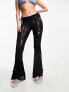 Фото #1 товара COLLUSION mid rise flared crochet beach trouser in black