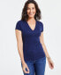 Women's Ribbed V-Neck Top, Created for Macy's