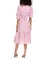 Taylor Swiss Dot Gingham Check Midi Dress Women's Pink 10