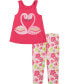 Фото #1 товара Baby Girls Twist-Strap Racerback Tunic and Floral Capri Leggings Set