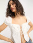 Фото #2 товара Glamorous milkmaid split hem top in off white