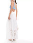 ONLY embroidered tiered maxi skirt in white