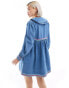 Neon Rose rik-rak detail denim mini smock dress in blue BLAU, XS - EU 36 - фото #4