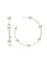 Beaded Pearl Hoop Earrings Gold with White Pearl - фото #1