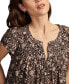 Women's Cotton Smocked Flutter-Sleeve Top