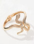 ASOS DESIGN Curve cuff bracelet with snake detail in gold tone