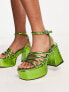 Shelly's London Regina mid heel sandals in green metallic - exclusive to ASOS