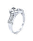 ფოტო #2 პროდუქტის Elegant Timeless Art Deco Style 2CT AAA CZ Square Asscher Cut Engagement Ring For Women Baguettes Side Stone Milgrain Band .925 Sterling Silver