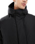 ASOS DESIGN oversized longline coat with hood in black