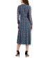 Фото #2 товара Women's Printed Faux-Wrap Midi Dress