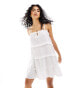 Фото #4 товара Iisla & Bird ruffle tie front strappy mini dress in white