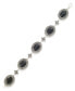 ფოტო #1 პროდუქტის Marcasite and Faceted Onyx Oval 7.25" Link Bracelet in Sterling Silver