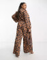 Фото #4 товара Never Fully Dressed Plus wide leg jumpsuit in leopard print