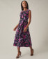 Women's Printed Twist-Neck Extended-Cap-Sleeve Dress