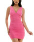 Фото #1 товара Juniors' V-Neck Studded Ruched Bodycon Dress
