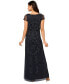 ფოტო #2 პროდუქტის Petite Boat-Neck Short-Sleeve Beaded Blouson Gown