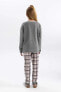 Kız Çocuk Kareli Uzun Kollu Pijama Takımı