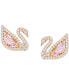 ფოტო #4 პროდუქტის Rose Gold-Tone Crystal Swan & Removable Chain Drop Earrings