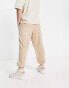 ASOS DESIGN oversized joggers in beige brushed rib texture