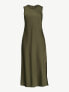 Scoop Women's Pullover Sleeveless Satin Midi Tank Olive Green Dress Size S (4-6)