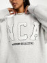 Фото #10 товара ASOS Weekend Collective sweat with varsity logo in grey marl