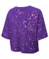 ფოტო #3 პროდუქტის Women's Threads Purple Distressed Minnesota Vikings Bleach Splatter Notch Neck Crop T-shirt
