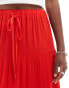 Miss Selfridge textured tiered prairie maxi skirt in red