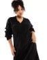 Фото #4 товара River Island Plus rib maxi knit dress in black
