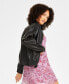 ფოტო #2 პროდუქტის Juniors' Faux-Leather Dad Jacket