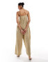 & Other Stories fluid wide leg jumpsuit with relaxed square neck in beige