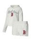 ფოტო #1 პროდუქტის Women's Cream Boston Red Sox Fluffy Hoodie Top and Shorts Sleep Set
