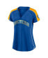 ფოტო #2 პროდუქტის Women's Royal and Gold Milwaukee Brewers True Classic League Diva Pinstripe Raglan V-Neck T-shirt