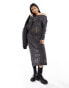 Фото #2 товара Pimkie laddered knit off shoulder midi jumper dress in charcoal