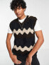 Фото #1 товара ASOS DESIGN textured knitted tank with zig zag detail in black