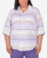 ფოტო #1 პროდუქტის Plus Size Charm School Horizontal Stripe Button Down Top