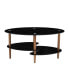 Фото #1 товара Modern 3-Layer Glass Coffee Table with Oak Wood Legs